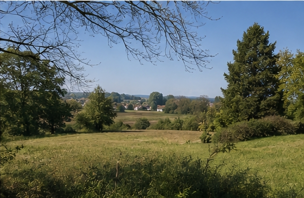Panorama sur la campagne du Brabant wallon depuis le domaine